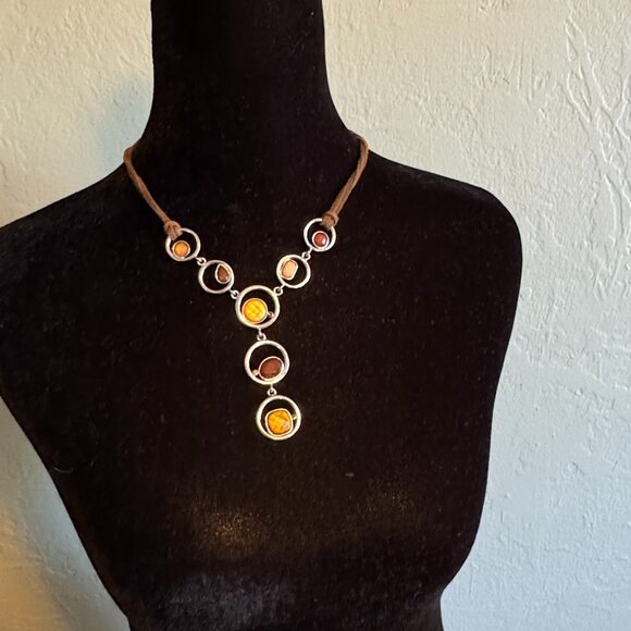 Lia Sophia Amber Circle Pendant Necklace - Picture 3 of 4